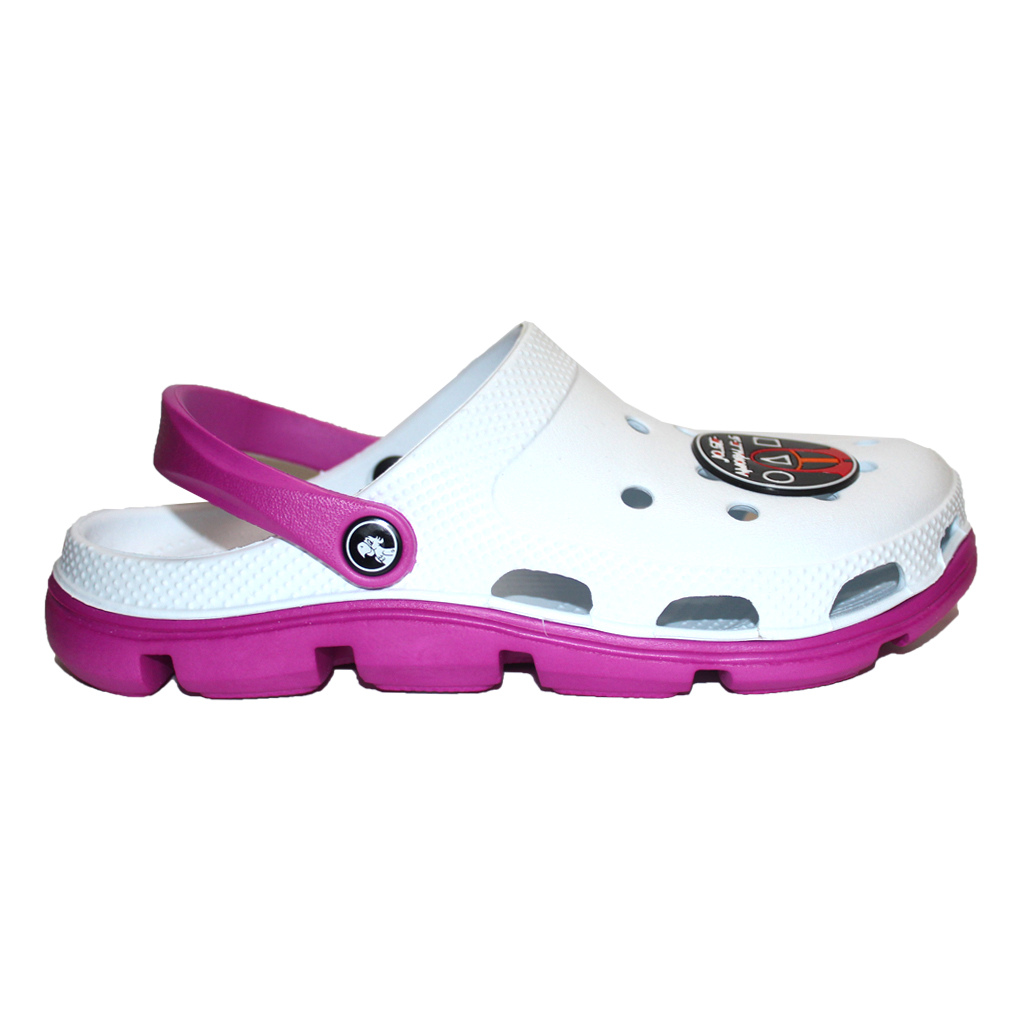 Damen Clogs aus EVA Weiß mit rosa Sohle & Jibbitz „Squid Game“ | Jose Amorales | Großhandel