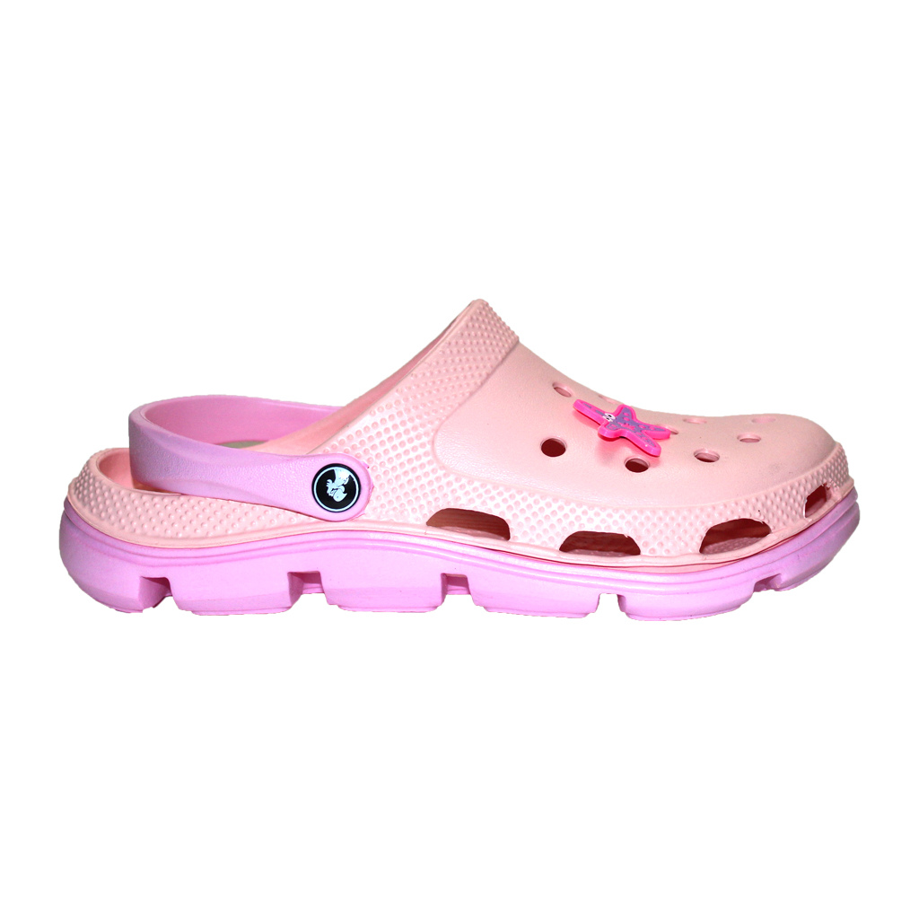 Damen Clogs aus EVA Pfirsich mit rosa Sohle & Jibbitz „Seestern“ | Jose Amorales | Großhandel