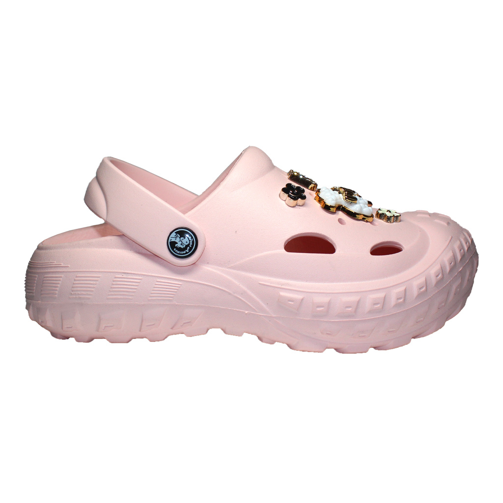 Damen Clogs aus EVA Rosa mit Schmucksteinen & Metallelementen | Jose Amorales | Großhandel