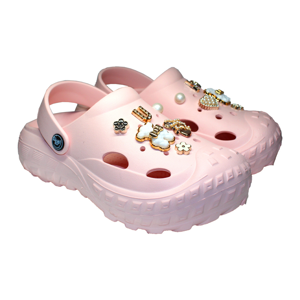 Damen Clogs aus EVA Rosa mit Schmucksteinen & Metallelementen | Jose Amorales | Großhandel