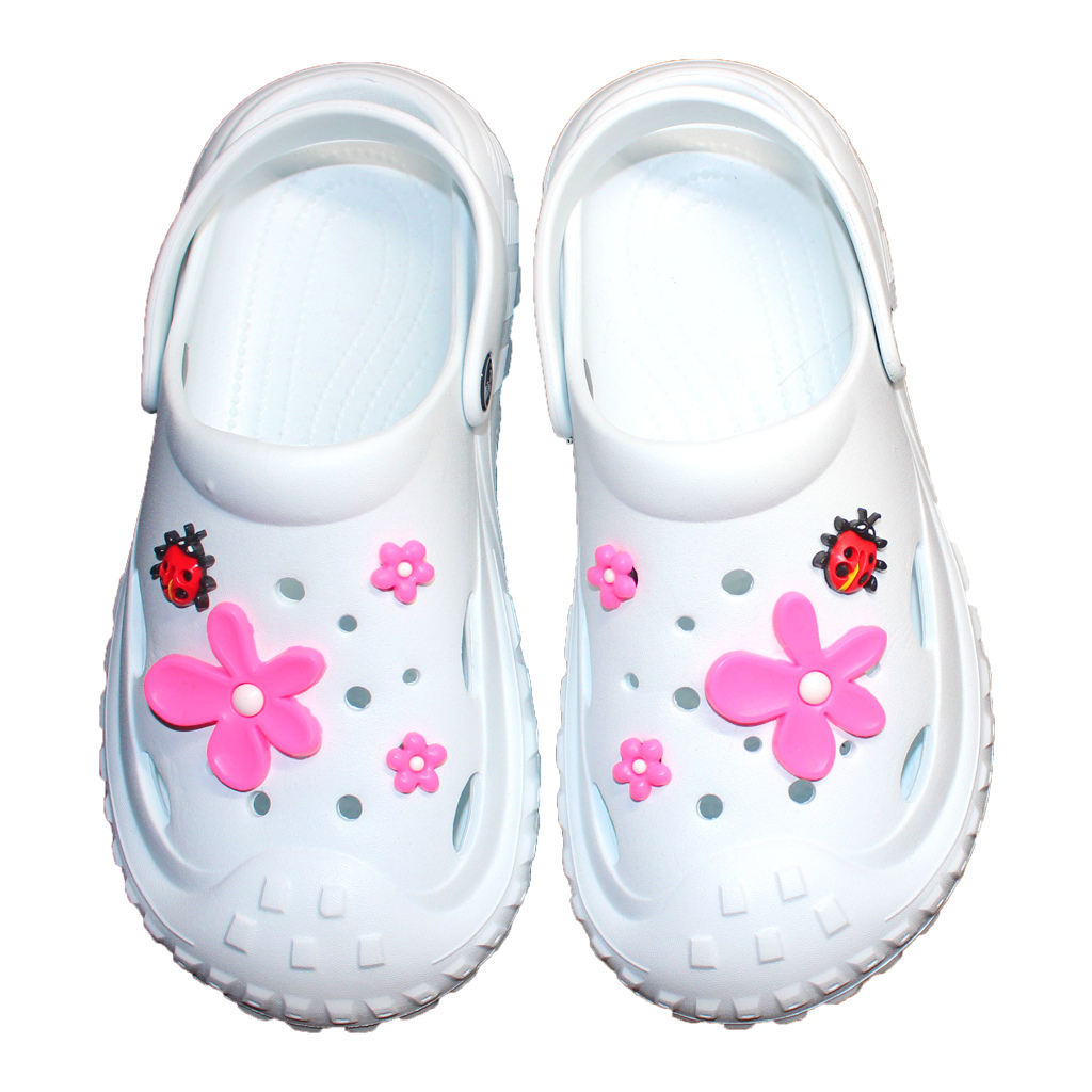 Damen Clogs aus EVA Weiß mit Jibbitz Blumen & Marienkäfer | Jose Amorales | Großhandel