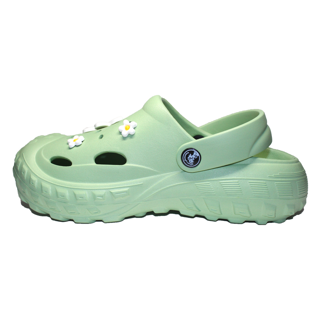 Damen Clogs aus EVA Oliv mit Jibbitz Gänseblümchen & Marienkäfer | Jose Amorales | Großhandel