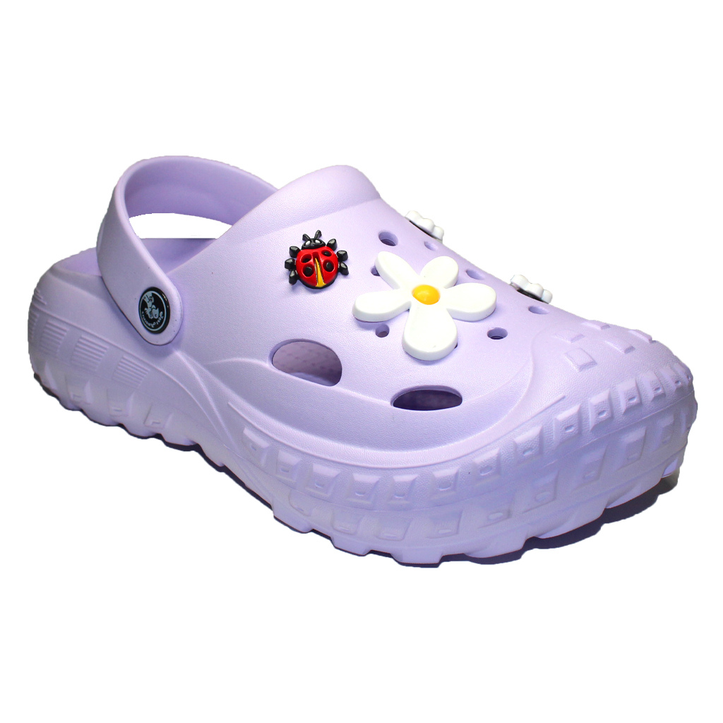 Damen Clogs aus EVA Flieder mit Jibbitz Gänseblümchen & Marienkäfer | Jose Amorales | Großhandel