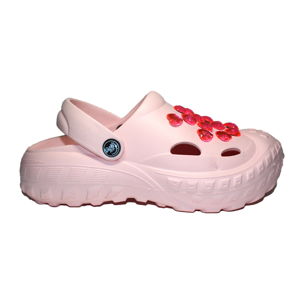 Damen Clogs aus EVA Pfirsich mit Kristallherz-Deko | Jose Amorales | Großhandel