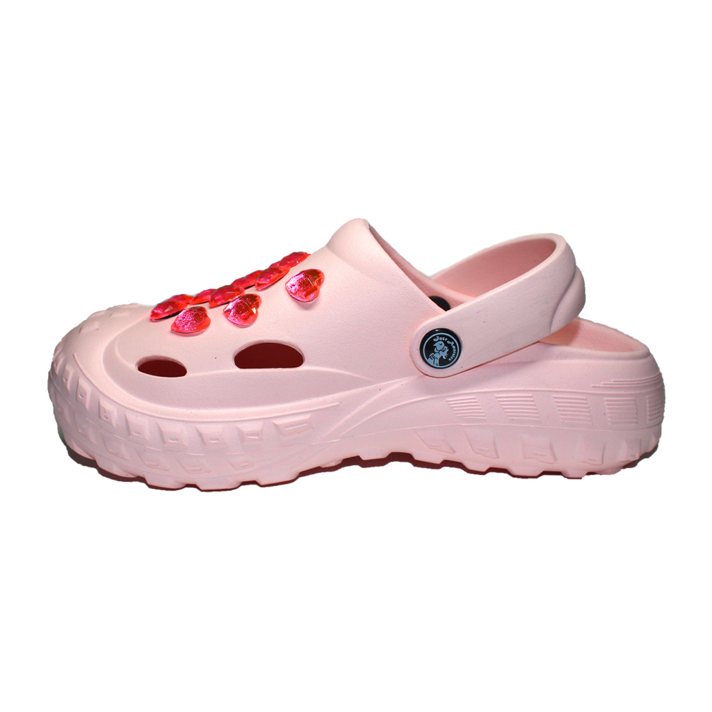 Damen Clogs aus EVA Pfirsich mit Kristallherz-Deko | Jose Amorales | Großhandel