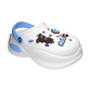 Damen Clogs aus EVA Weiß mit blauem Riemen & bunten Jibbitz | Jose Amorales | Großhandel