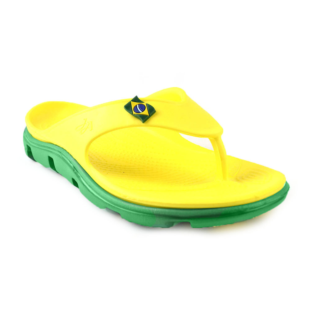 Damen-Flip-Flops aus EVA Gelb mit grüner Sohle | Jose Amorales | Großhandel