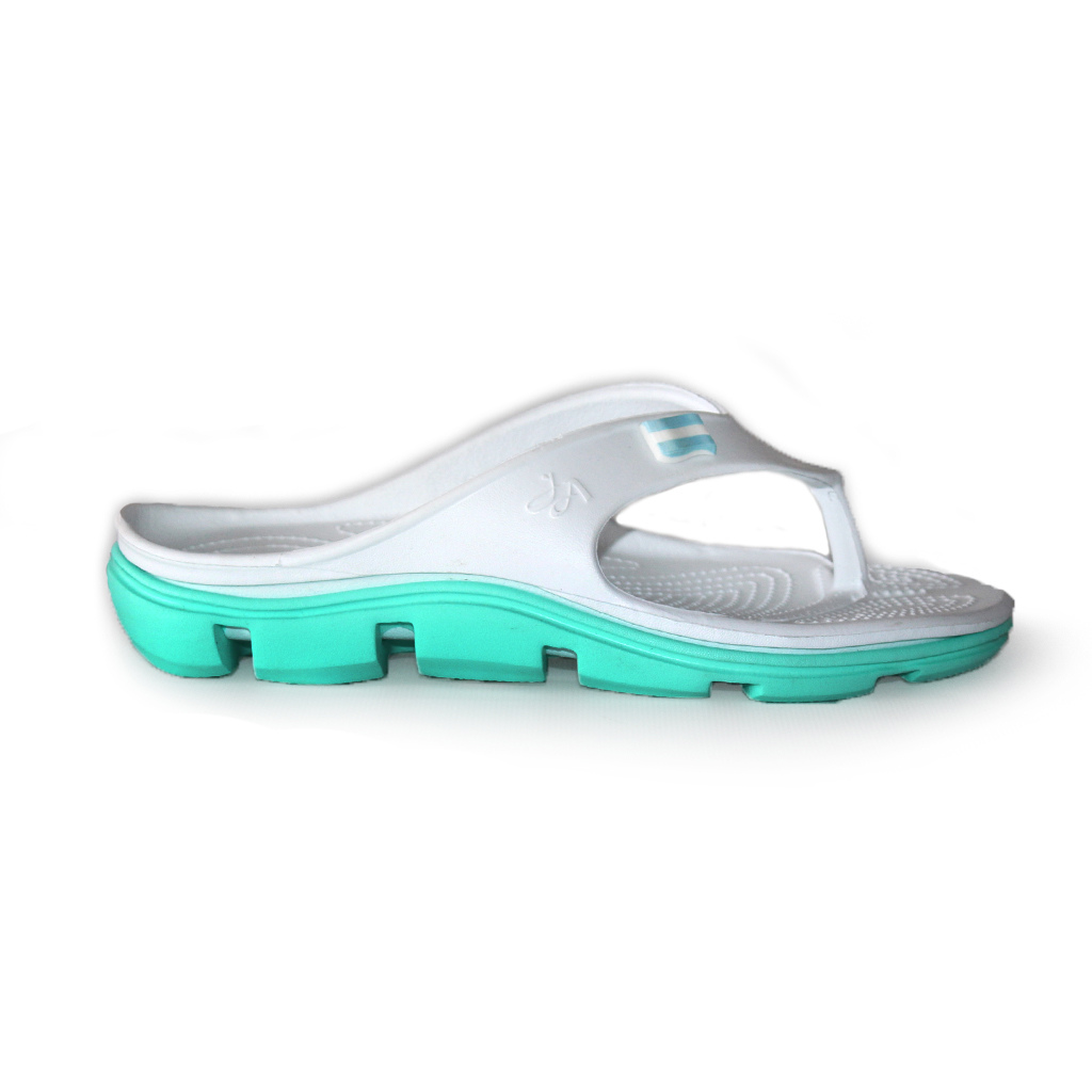 Damen-Flip-Flops aus EVA Weiß mit mintgrüner Sohle | Jose Amorales | Großhandel
