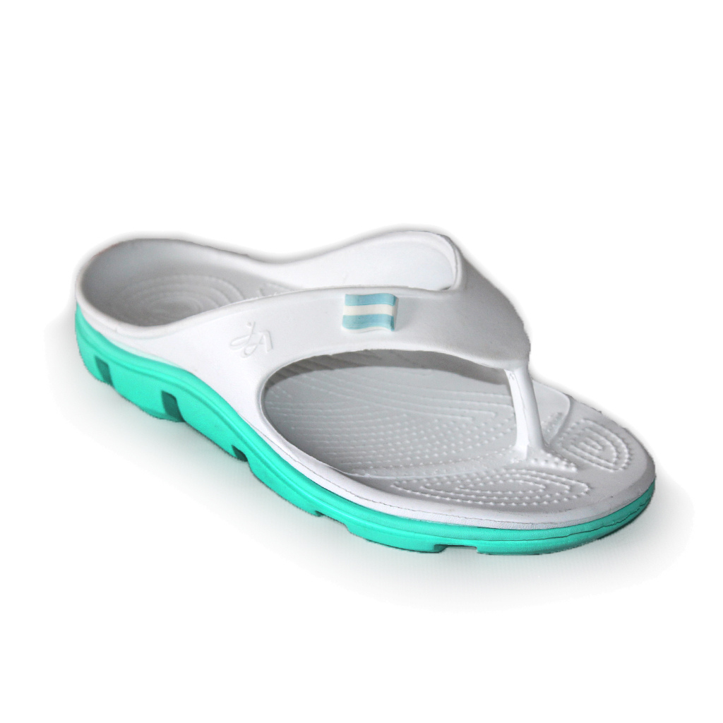 Damen-Flip-Flops aus EVA Weiß mit mintgrüner Sohle | Jose Amorales | Großhandel