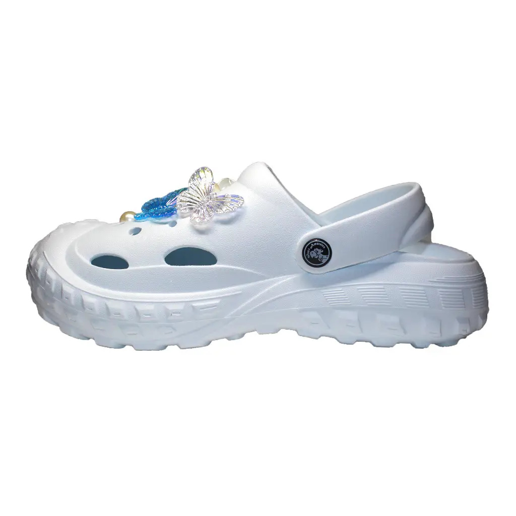 Damen-Clogs Weiß, Verzierung: Set aus Schmetterlingen | Jose Amorales | Großhandel