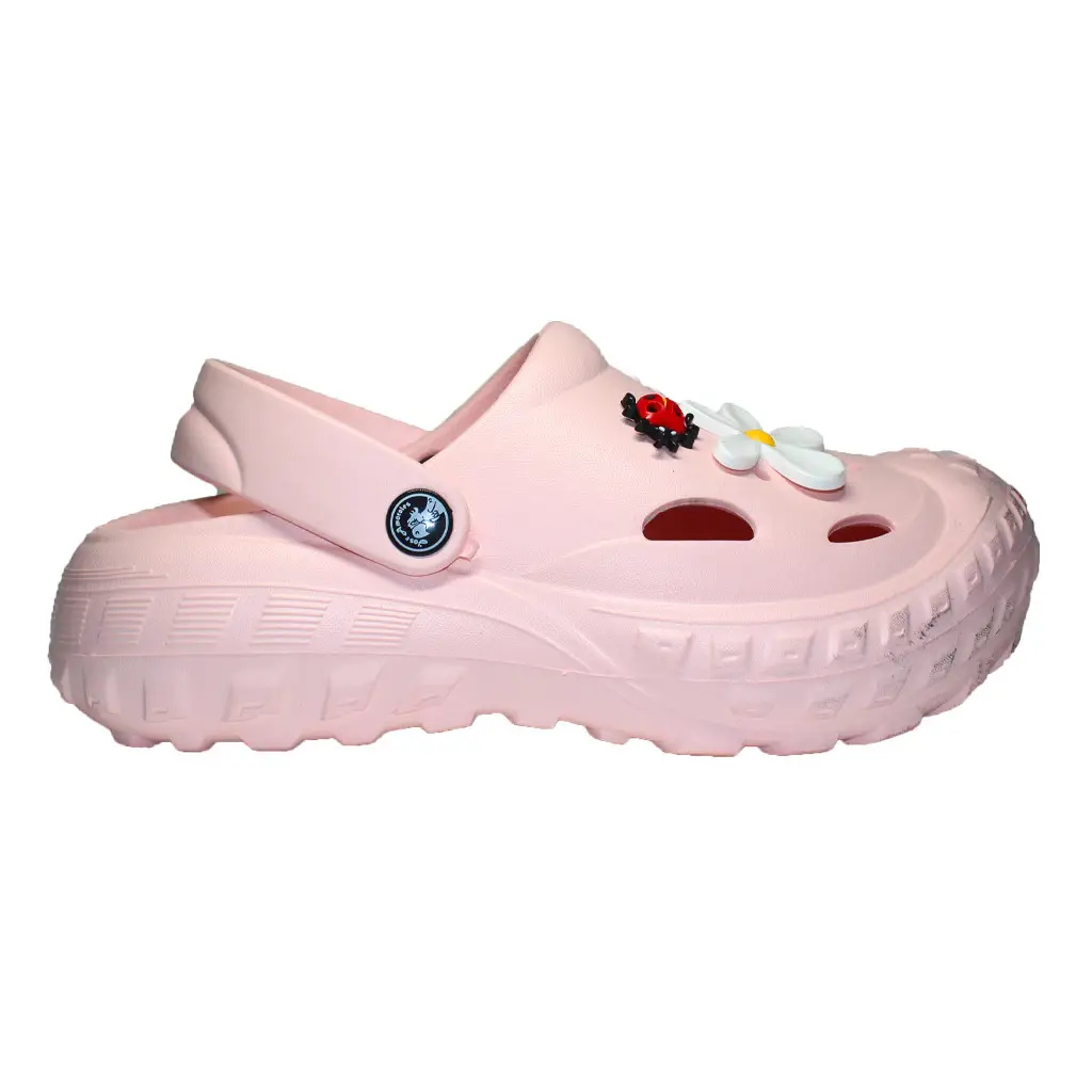 Damen Clogs Rosa mit Jibbitz-Deko: Gänseblümchen & Marienkäfer | Jose Amorales | Großhandel