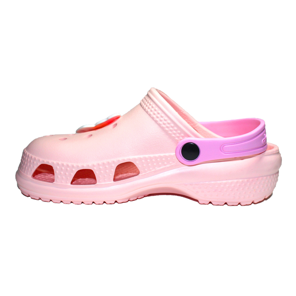 Teenager Clogs Pfirsich mit rosa Fersenriemen & Jibbitz „Schmetterling“ | Jose Amorales | Großhandel