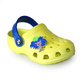 Kinder Clogs Gelb mit blauem Fersenriemen & Jibbitz „Igel“ | Jose Amorales | Großhandel