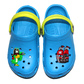 Kinder Clogs Hellblau mit gelbem Fersenriemen & Jibbitz „Regenbogen“ | Jose Amorales | Großhandel
