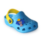 Kinder Clogs Hellblau mit gelbem Fersenriemen & Jibbitz „Regenbogen“ | Jose Amorales | Großhandel