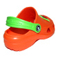 Kinder Clogs Orange mit grünem Fersenriemen & Jibbitz „Marienkäfer“ | Jose Amorales | Großhandel