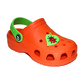 Kinder Clogs Orange mit grünem Fersenriemen & Jibbitz „Marienkäfer“ | Jose Amorales | Großhandel
