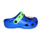 Kinder Clogs Blau mit hellgrünem Fersenriemen & Jibbitz „Chip und Chap“ (Streifenhörnchen) | Jose Amorales | Großhandel