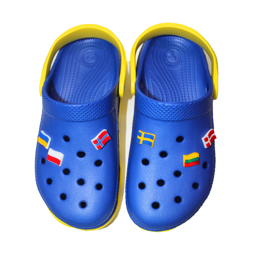 Herren Clogs Blau mit gelber Sohle & Fersenriemen | Jose Amorales | Großhandel